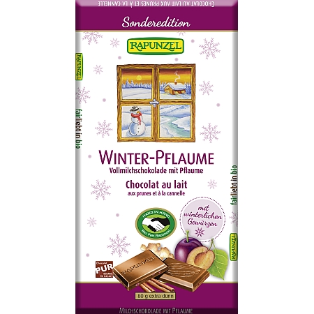 Rapunzel Vollmilch Schokolade mit Pflaumen, 80g Rapunzel Vollmilch Schokolade mit Pflaumen, 80g